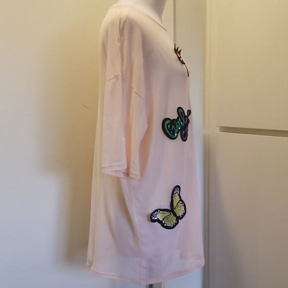 H and M Mesh Oversized T, Pale Peach,  sz.M,NWOT - Picture 4 of 7